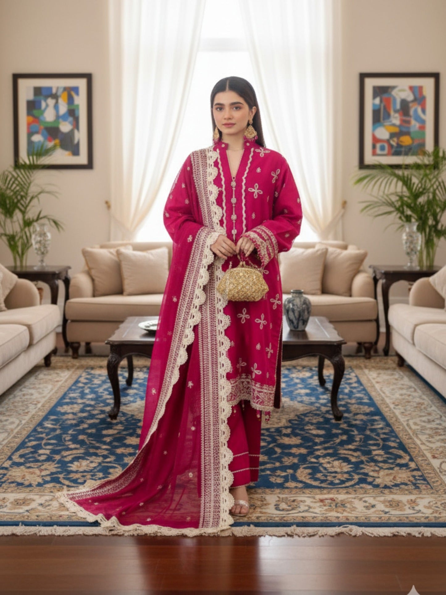 Lamorado Cotton Silk Embroidered Unstitched 3-Piece Suit-LWSU-25FE301