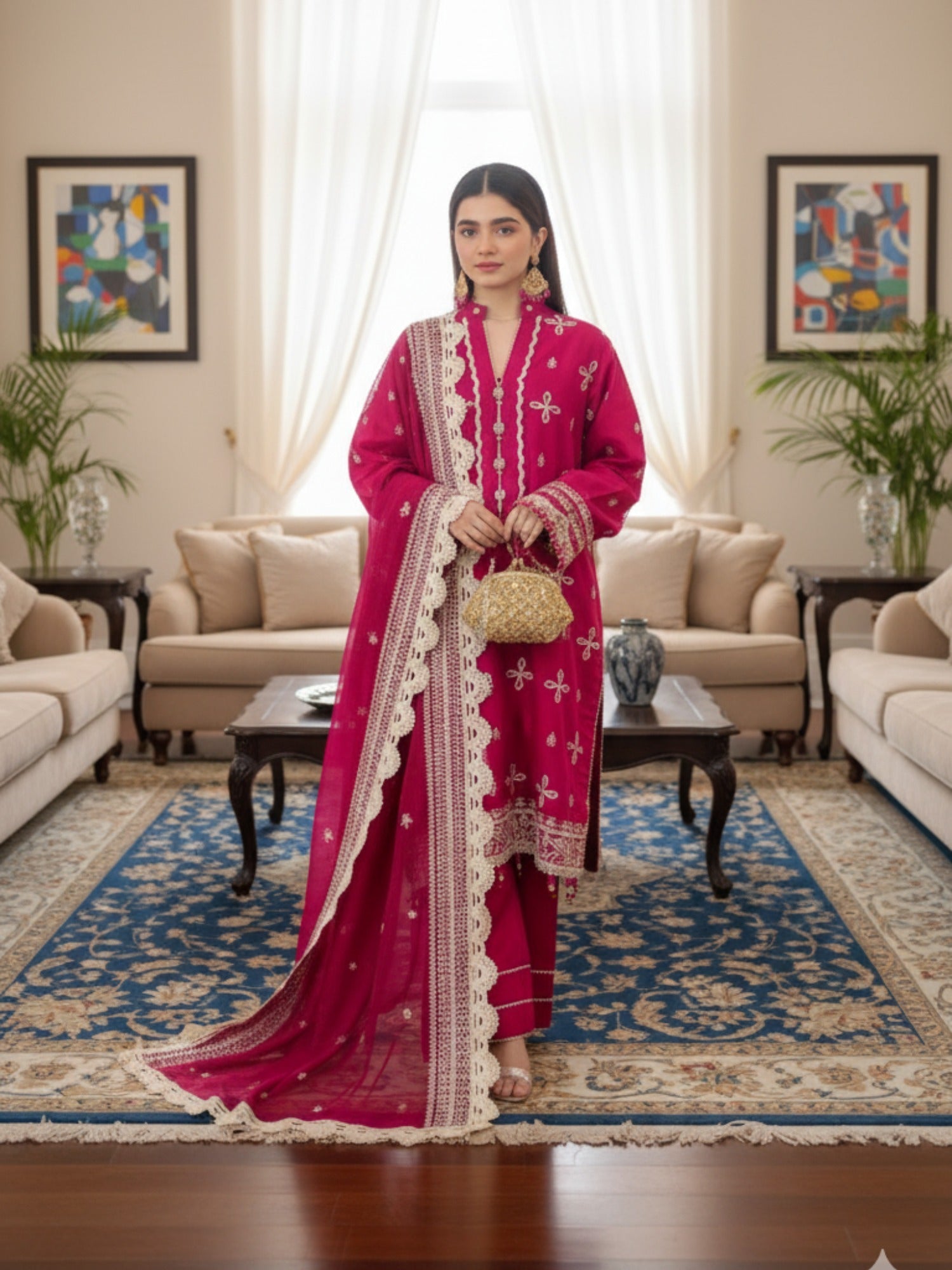 Lamorado Cotton Silk Embroidered Unstitched 3-Piece Suit-LWSU-25FE301