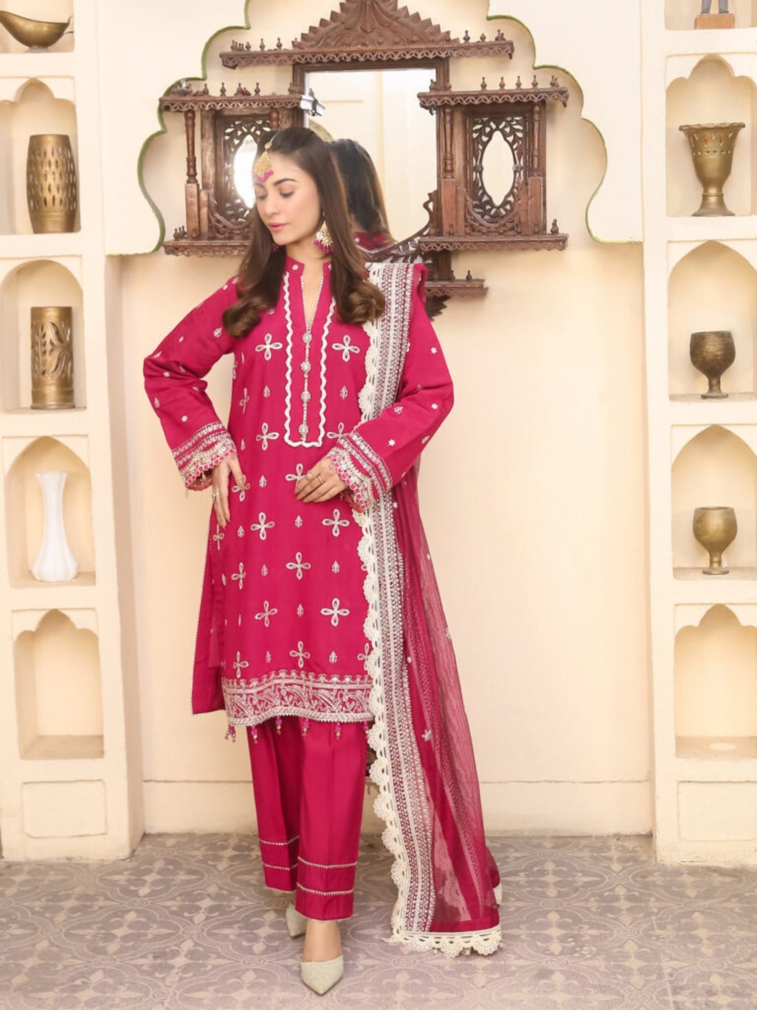 Lamorado Cotton Silk Embroidered Unstitched 3-Piece Suit-LWSU-25FE301