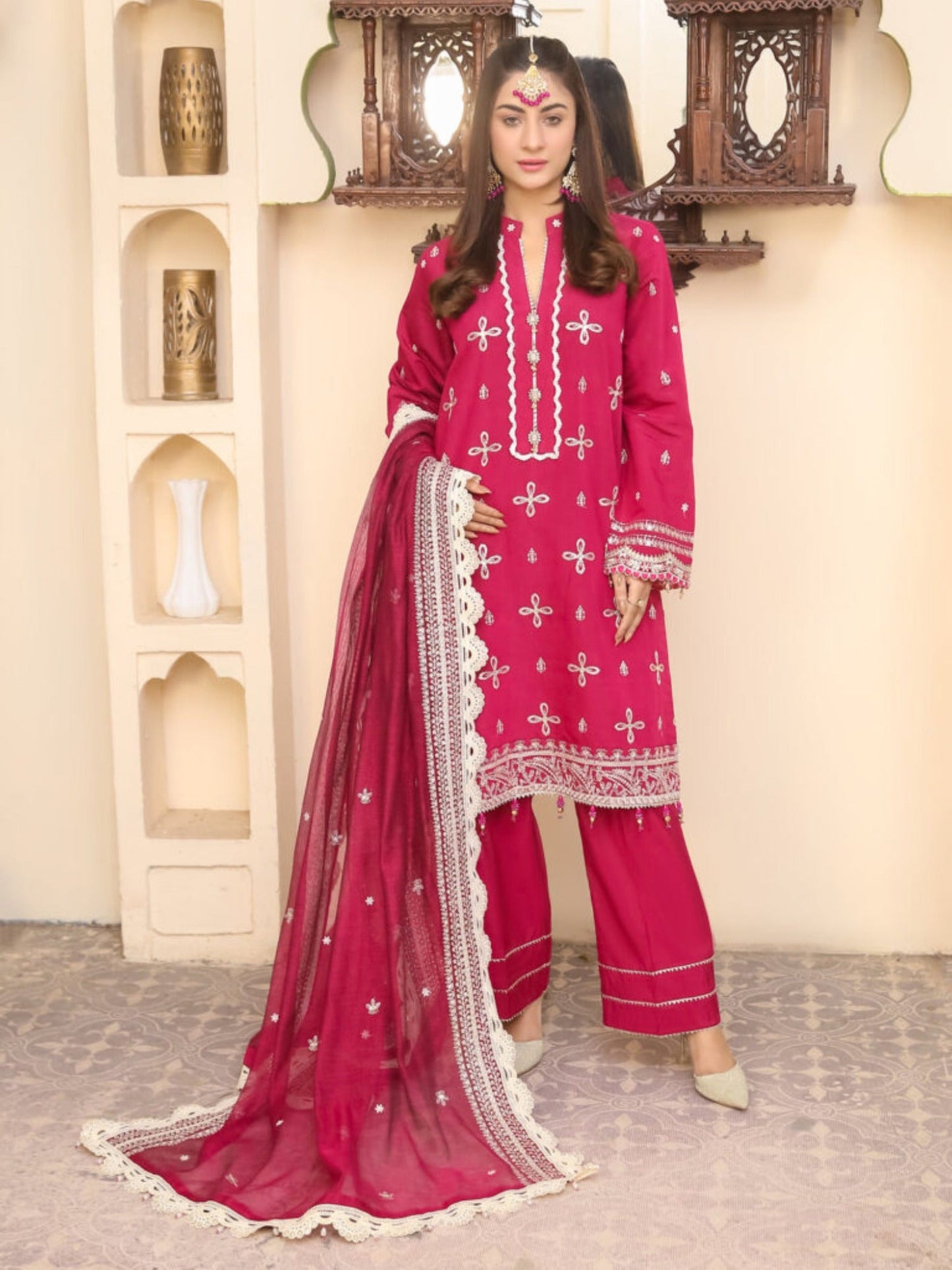 Lamorado Cotton Silk Embroidered Unstitched 3-Piece Suit-LWSU-25FE301