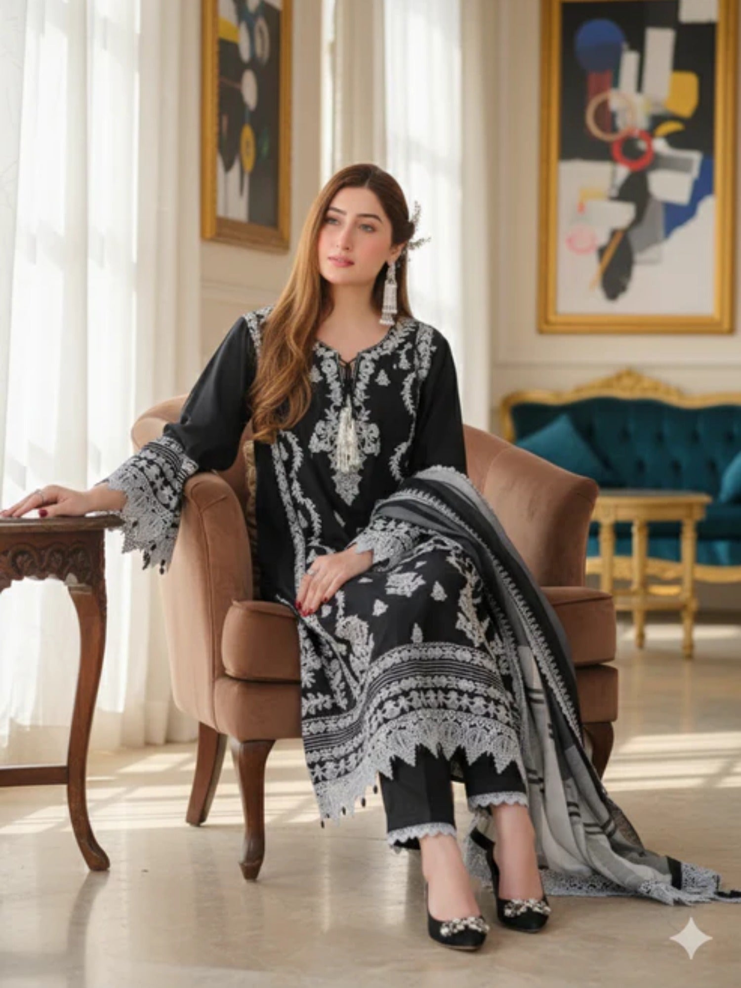 Lamorado Cotton Silk Embroidered Unstitched 3-Piece Suit-LWSU-25FE303