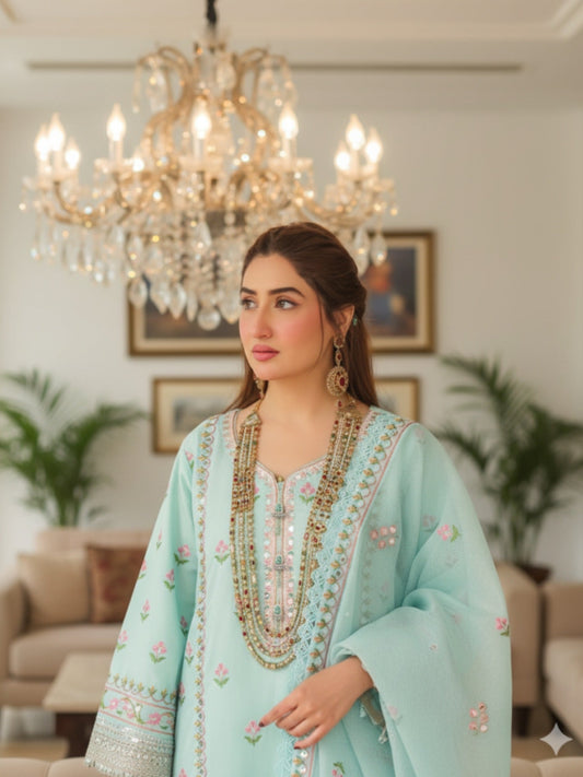 Lamorado Cotton Net Embroidered Unstitched 3-Piece Suit-LWSU-25FE304