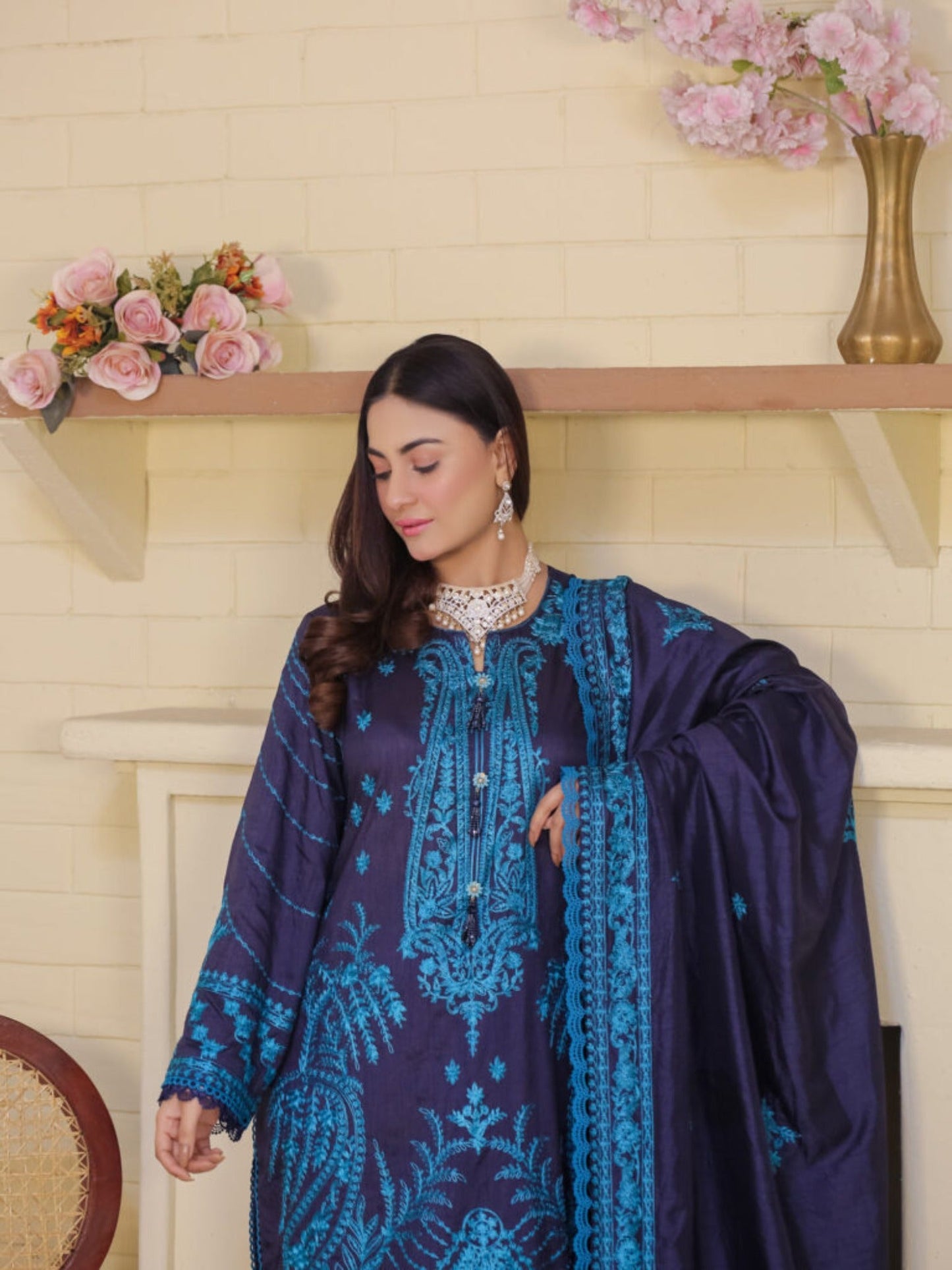 Lamorado Raw Silk Embroidered Unstitched 3-Piece Suit-LWSU-25FE305