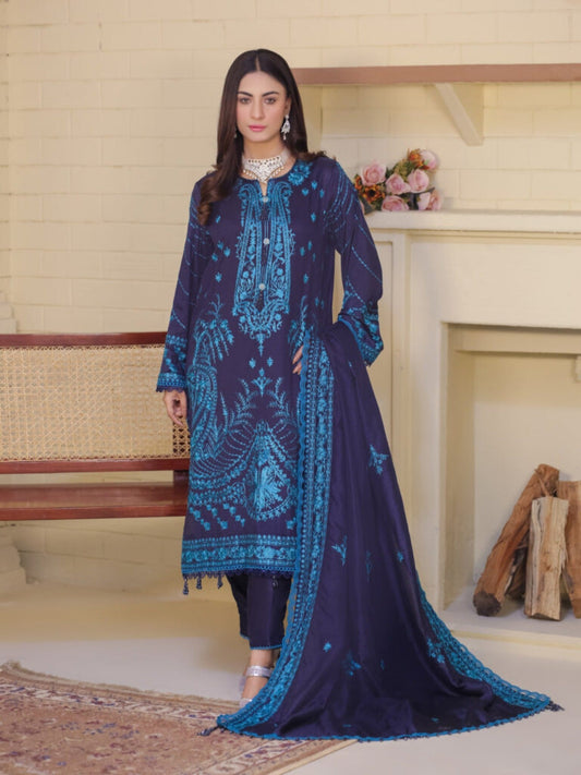 Lamorado Raw Silk Embroidered Unstitched 3-Piece Suit-LWSU-25FE305