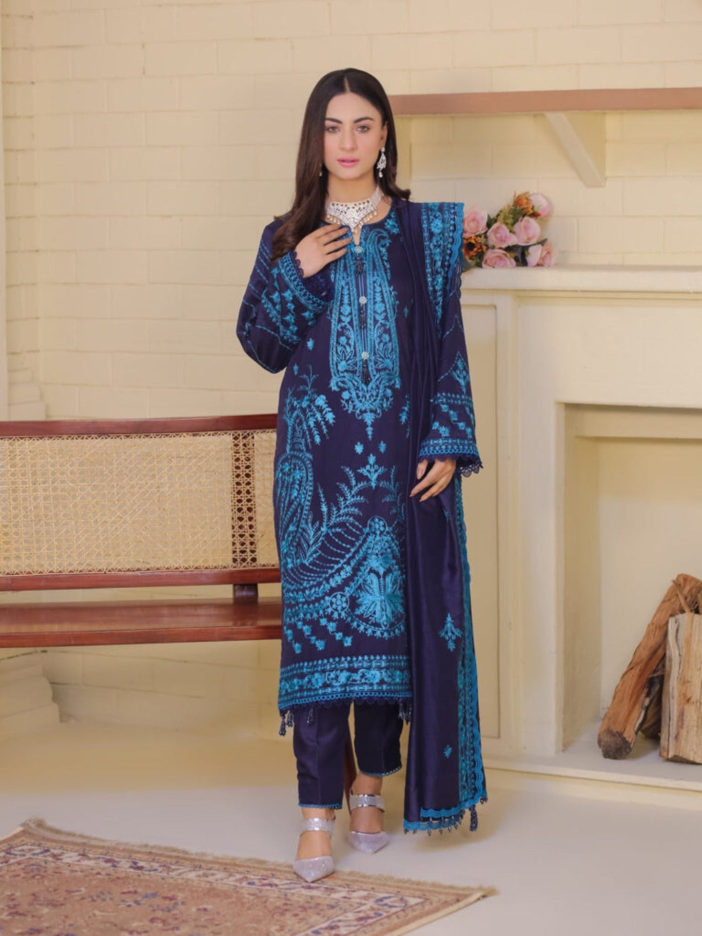 Lamorado Raw Silk Embroidered Unstitched 3-Piece Suit-LWSU-25FE305