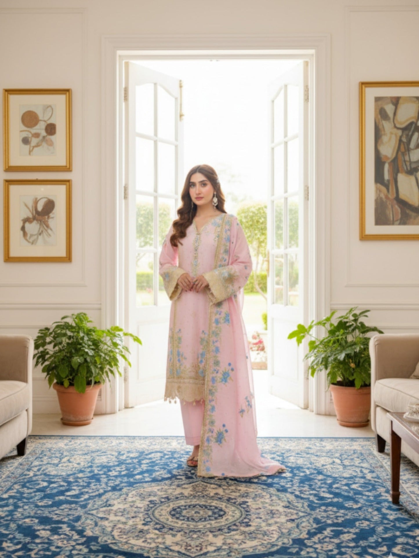 Lamorado Swiss Cotton Embroidered Unstitched 3-Piece Suit