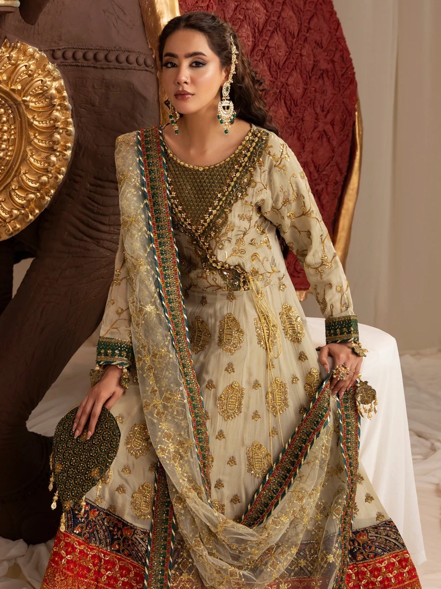 Sara Jahan Chiffon Embroidered Stitched 4-Piece Suit-SJ-1047