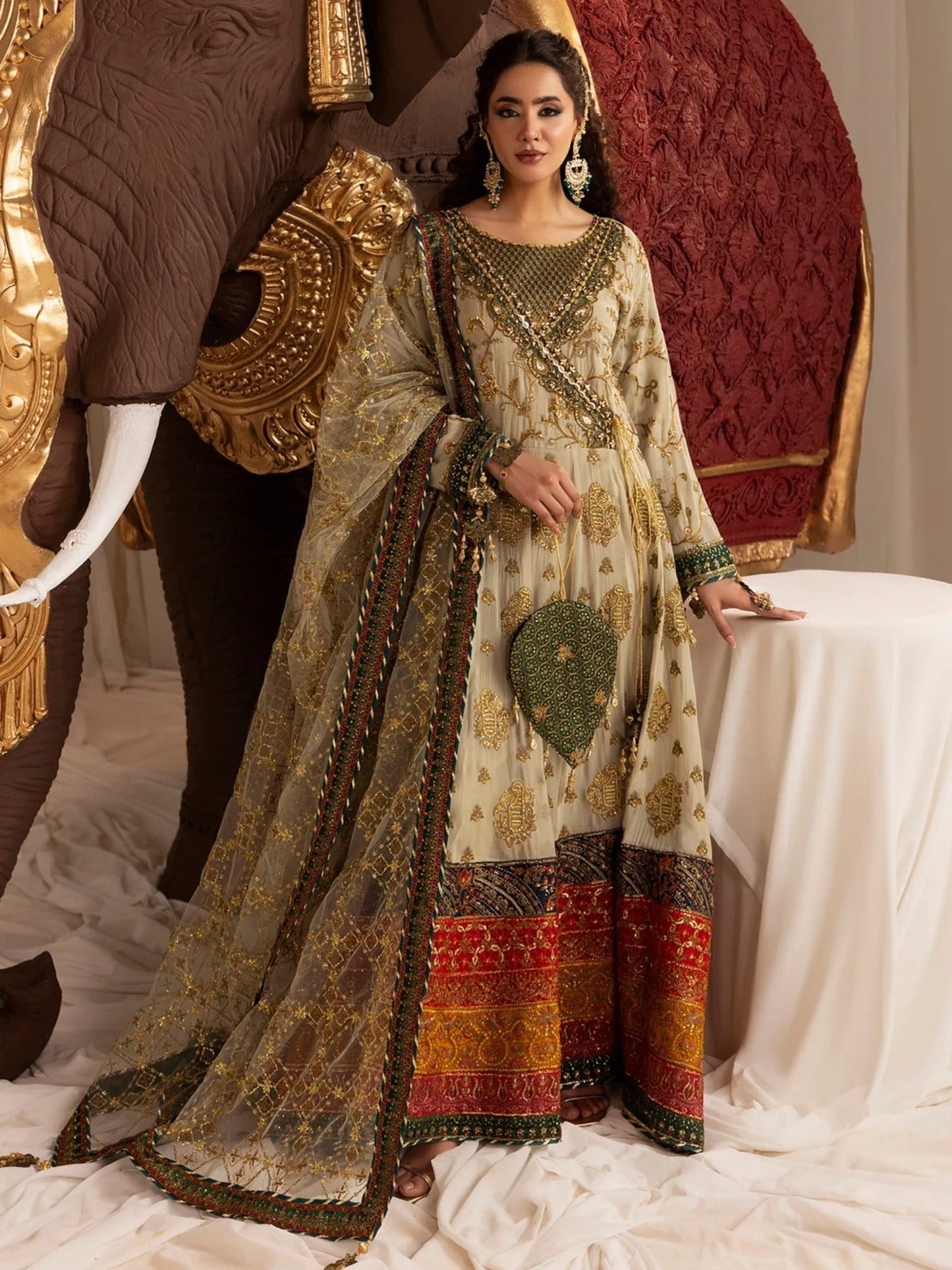 Sara Jahan Chiffon Embroidered Stitched 4-Piece Suit-SJ-1047