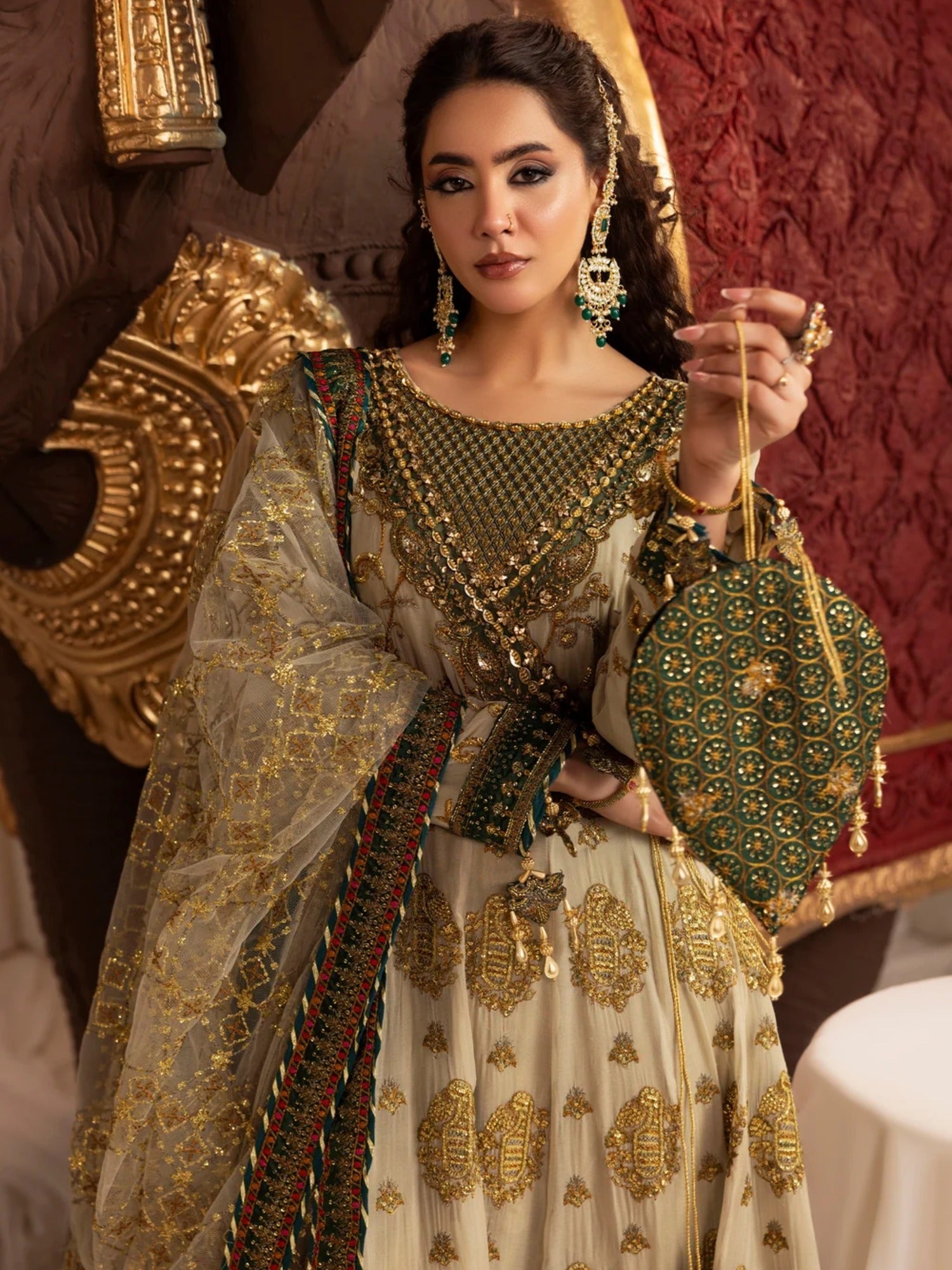 Sara Jahan Chiffon Embroidered Stitched 4-Piece Suit-SJ-1047