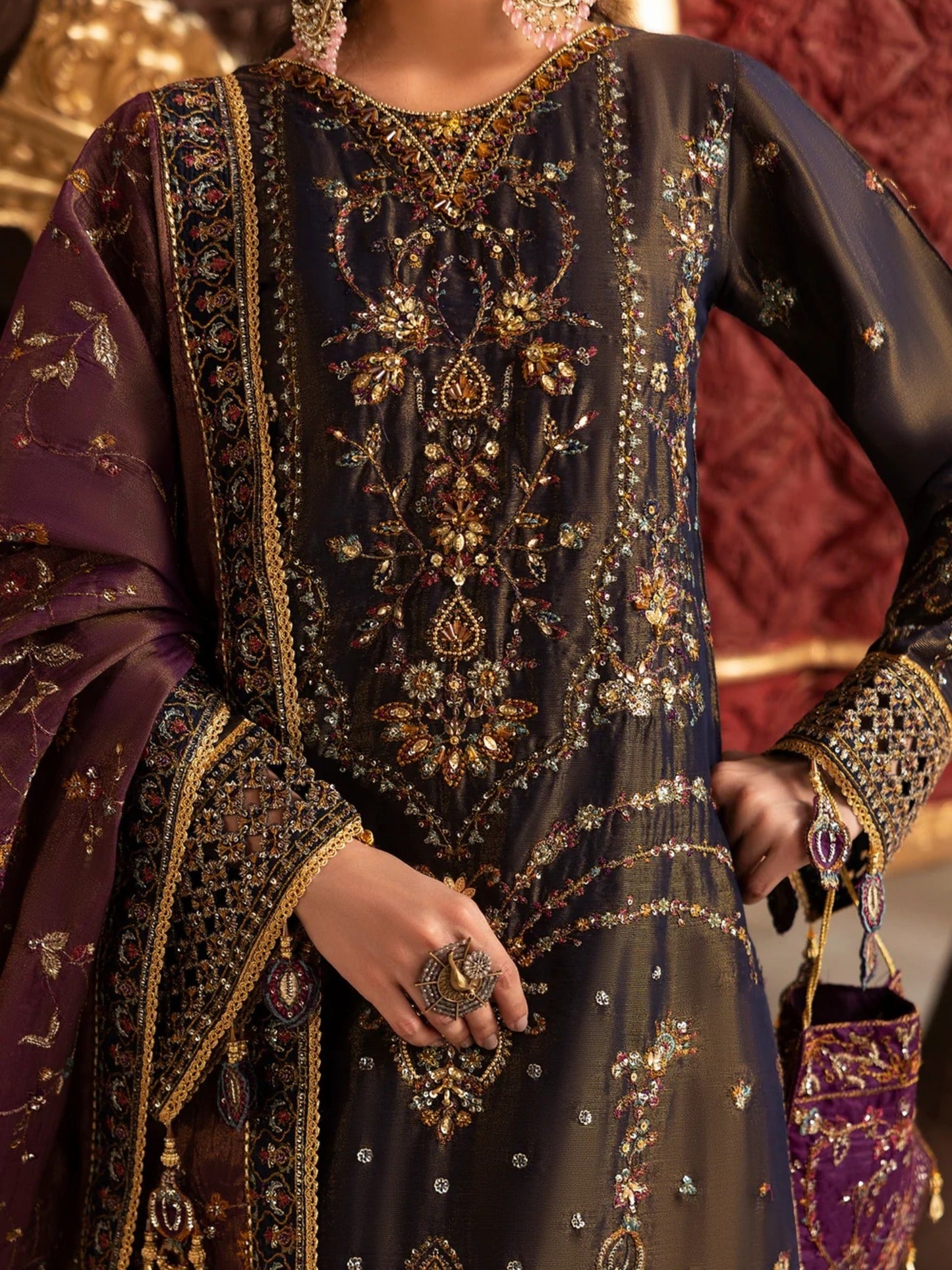 Sara Jahan Naaz e Jahan Masoori Embroidered Lehenga-SJ-1077