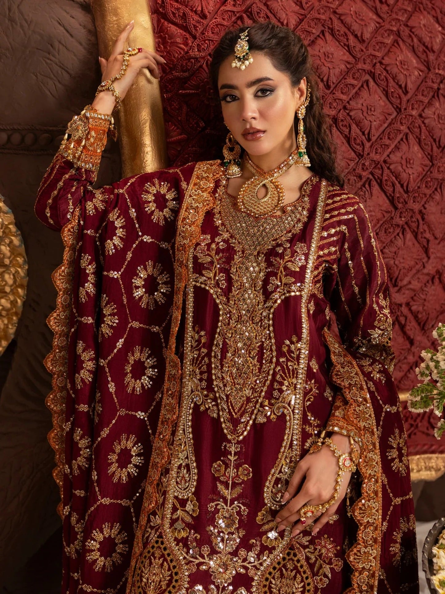 Sara Jahan Naaz e Jahan Tussar Silk Embroidered Sharara-SJ-1074