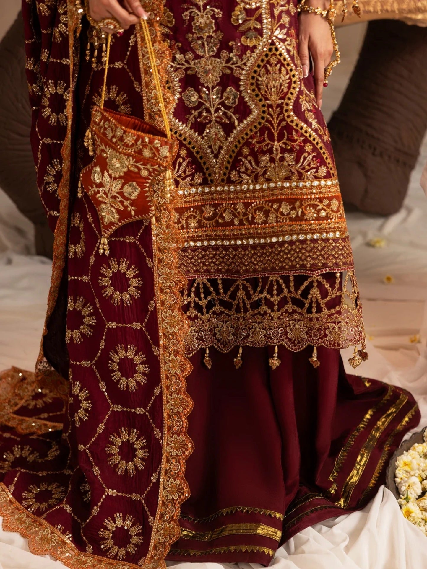Sara Jahan Naaz e Jahan Tussar Silk Embroidered Sharara-SJ-1074