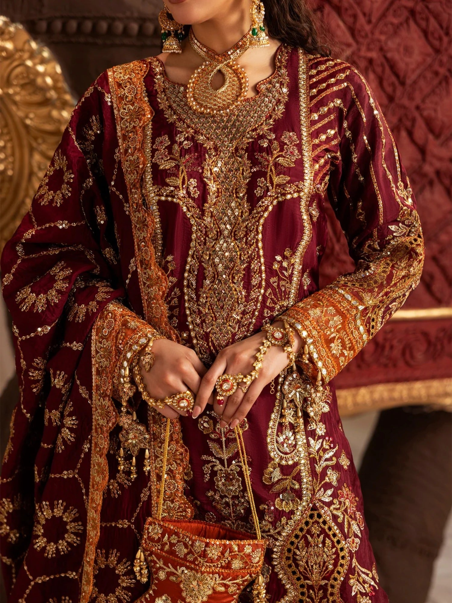 Sara Jahan Naaz e Jahan Tussar Silk Embroidered Sharara-SJ-1074