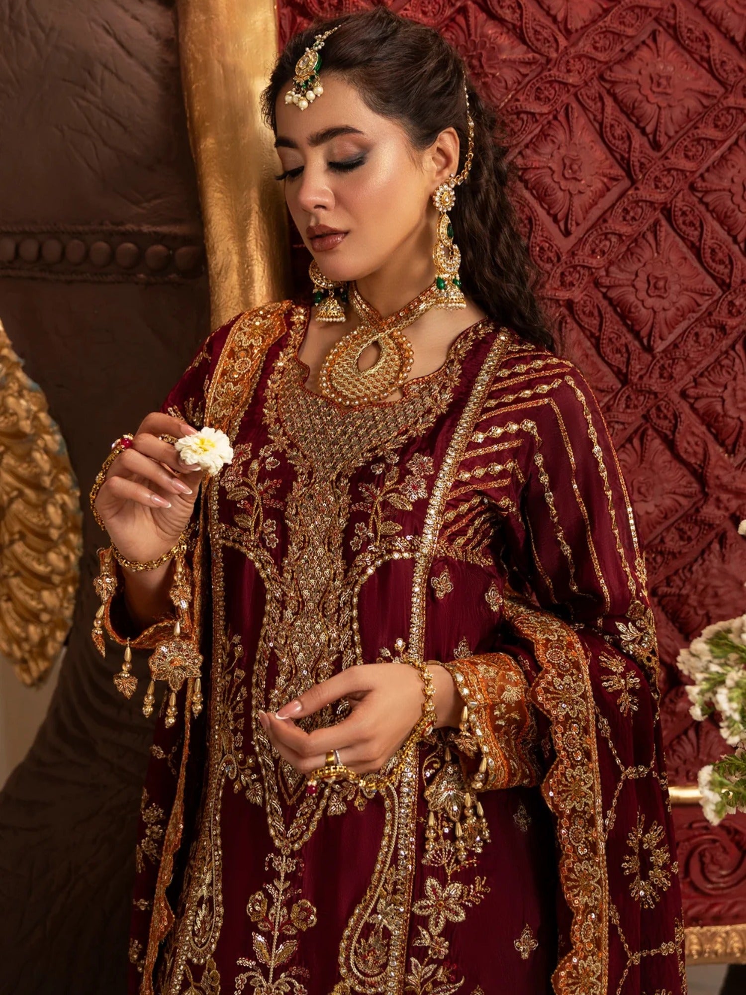 Sara Jahan Naaz e Jahan Tussar Silk Embroidered Sharara-SJ-1074
