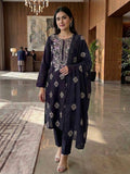 Blue-Fehm Blue-Lawn Embroidered Unstitched 3-Piece Suit