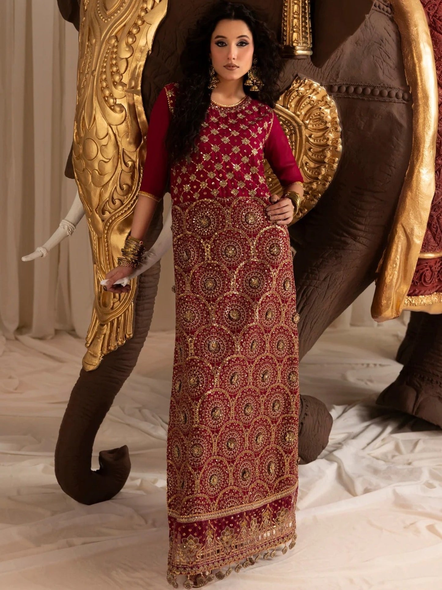 Sara Jahan Naaz e Jahan Chiffon Embellished Kaftan Set-SJ-1046