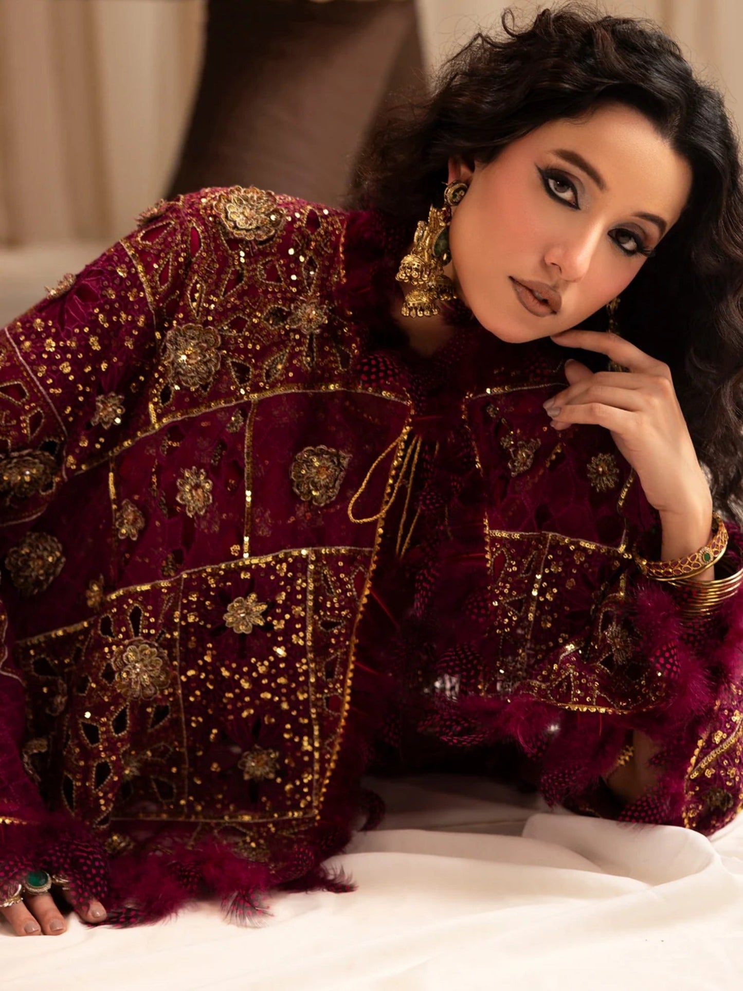 Sara Jahan Naaz e Jahan Chiffon Embellished Kaftan Set-SJ-1046