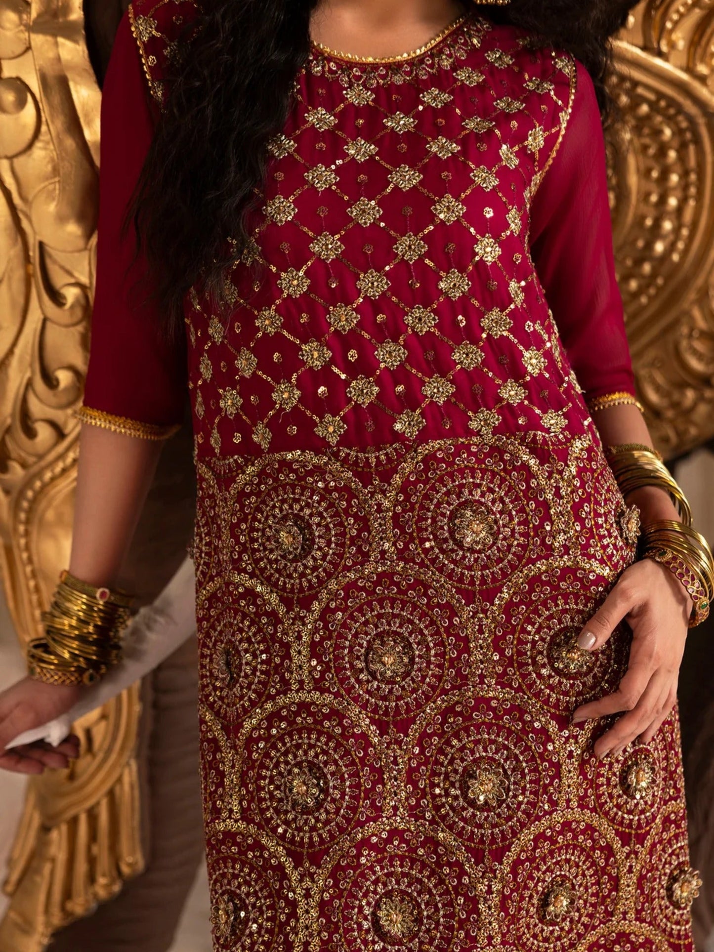 Sara Jahan Naaz e Jahan Chiffon Embellished Kaftan Set-SJ-1046