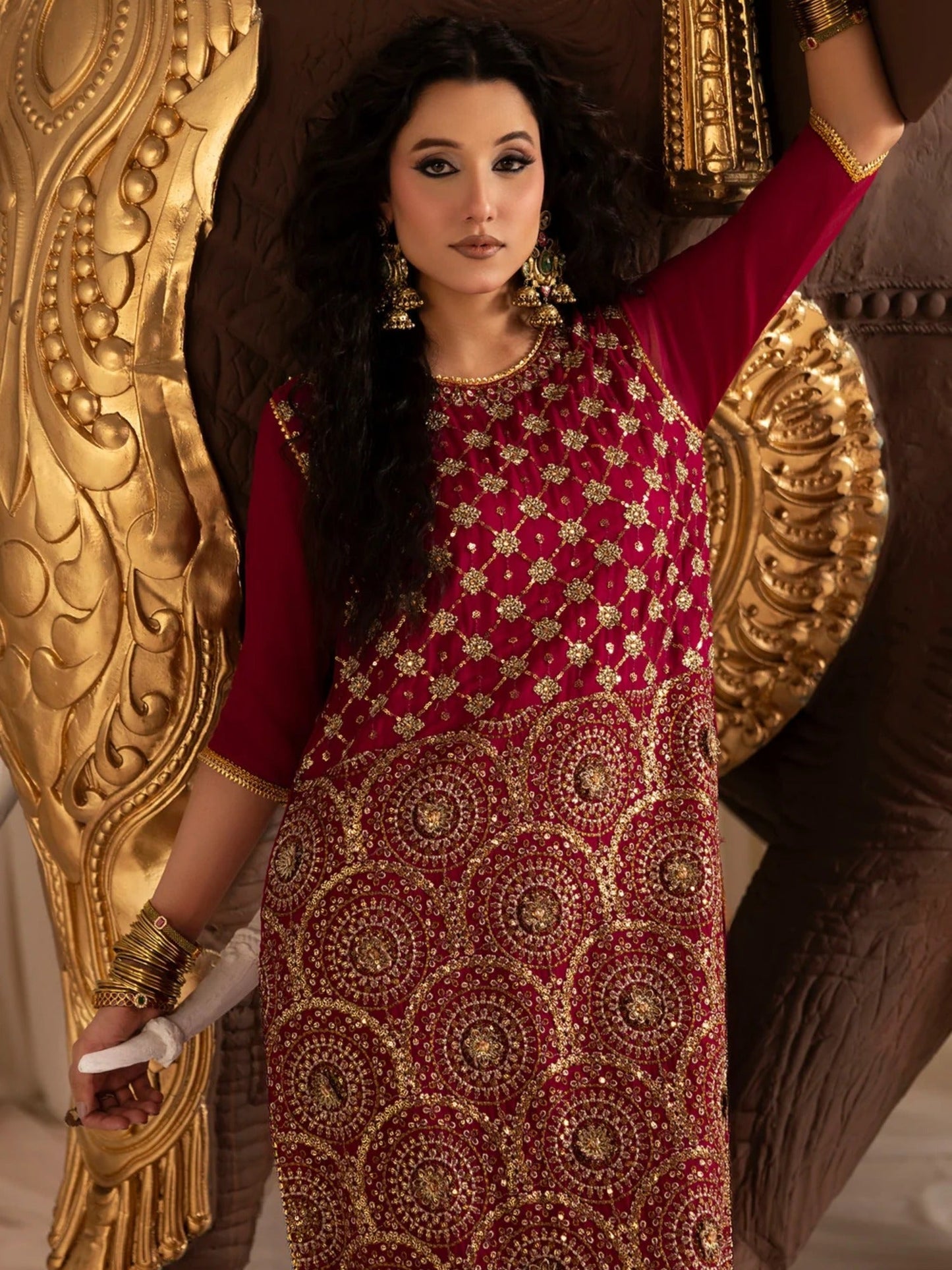 Sara Jahan Naaz e Jahan Chiffon Embellished Kaftan Set-SJ-1046