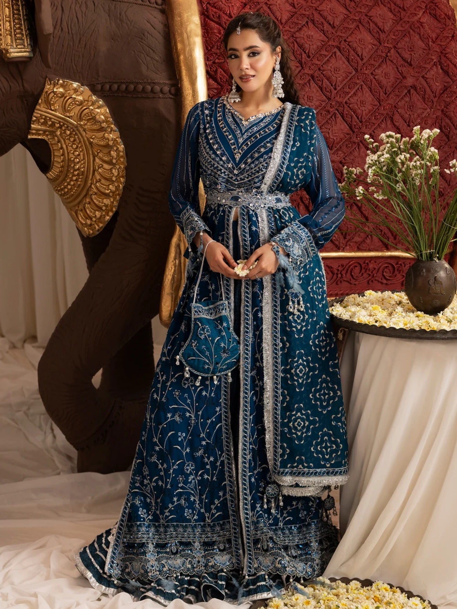 Blue Sara Jahan Naaz e Jahan Chiffon Embroidered Maxi-SJ-1041