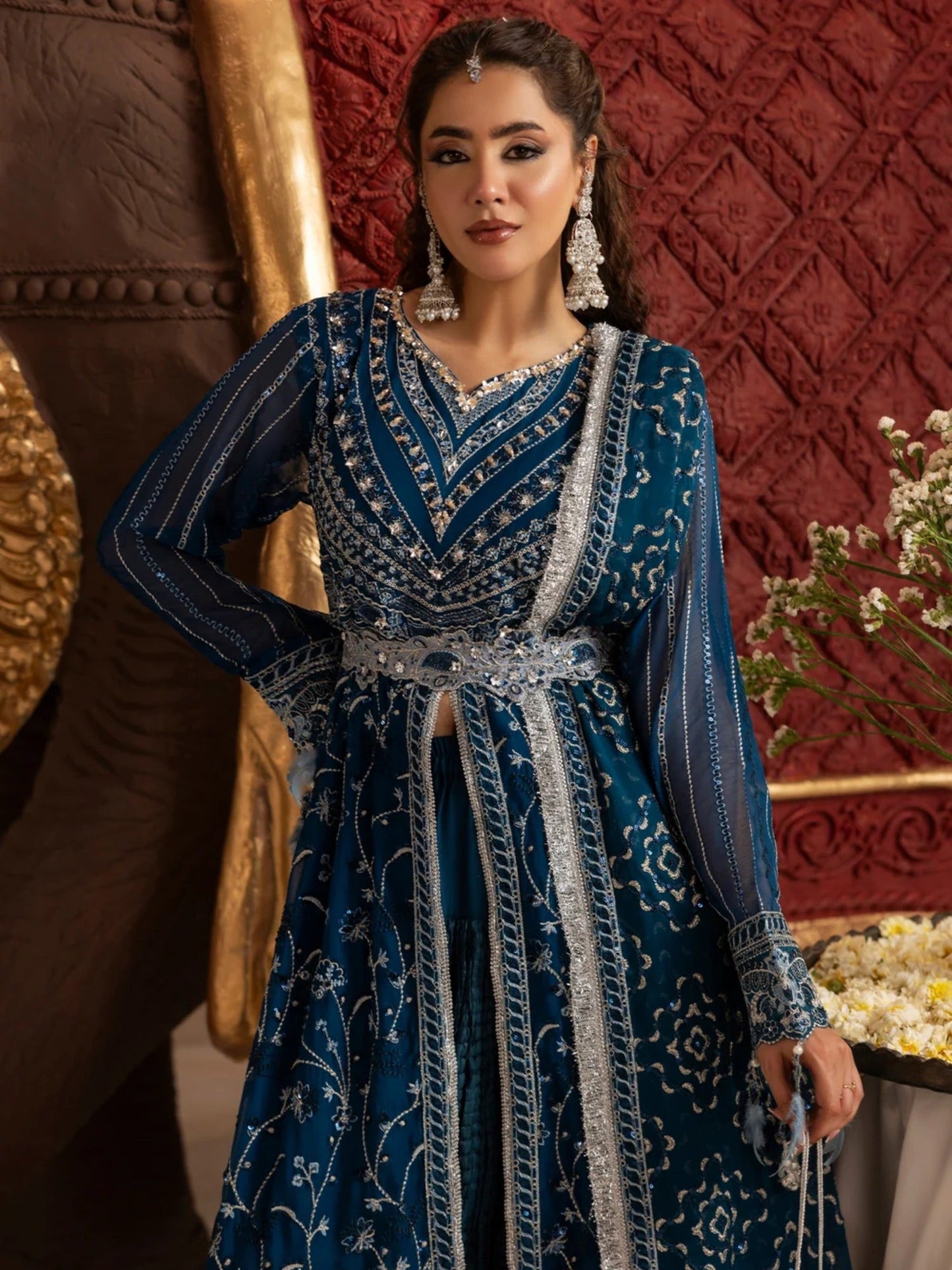 Blue Sara Jahan Naaz e Jahan Chiffon Embroidered Maxi-SJ-1041