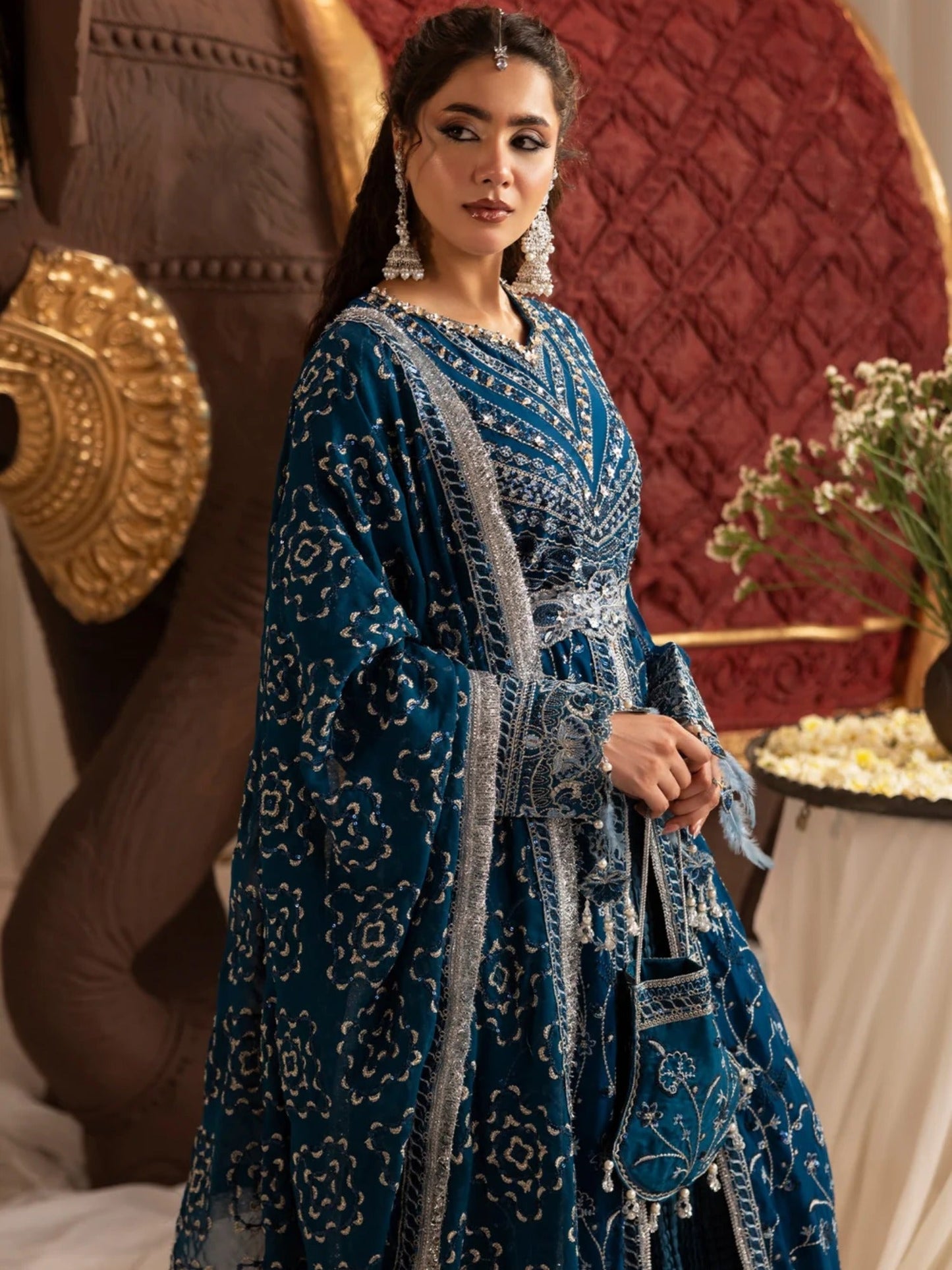 Blue Sara Jahan Naaz e Jahan Chiffon Embroidered Maxi-SJ-1041