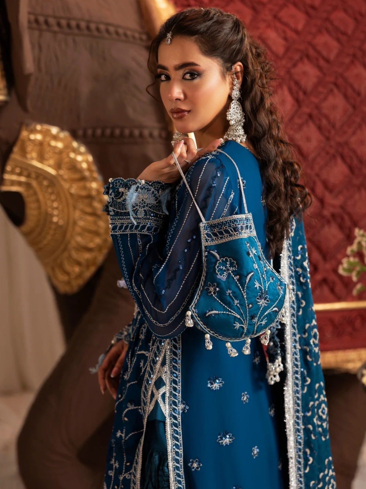 Blue Sara Jahan Naaz e Jahan Chiffon Embroidered Maxi-SJ-1041