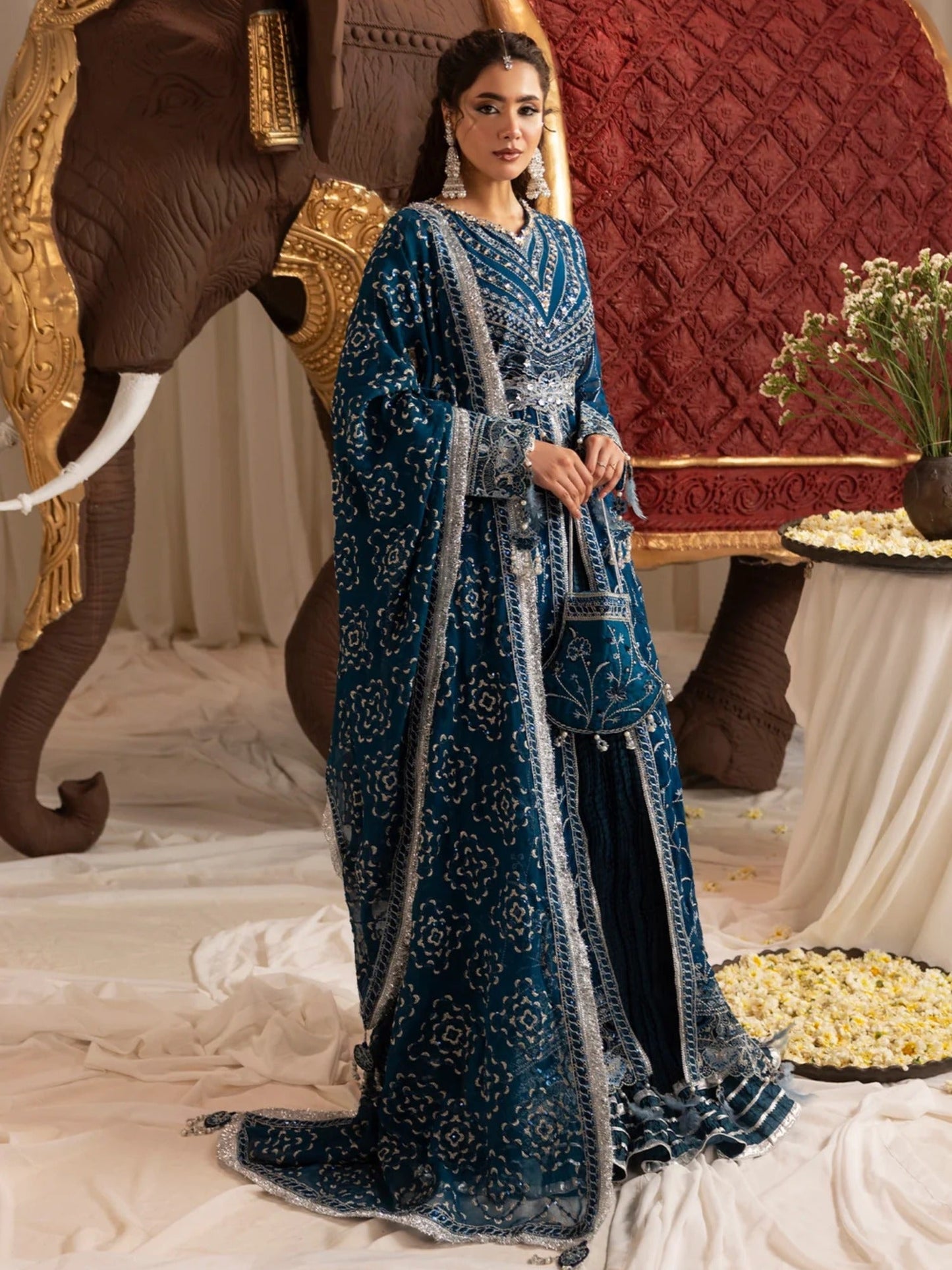 Blue Sara Jahan Naaz e Jahan Chiffon Embroidered Maxi-SJ-1041