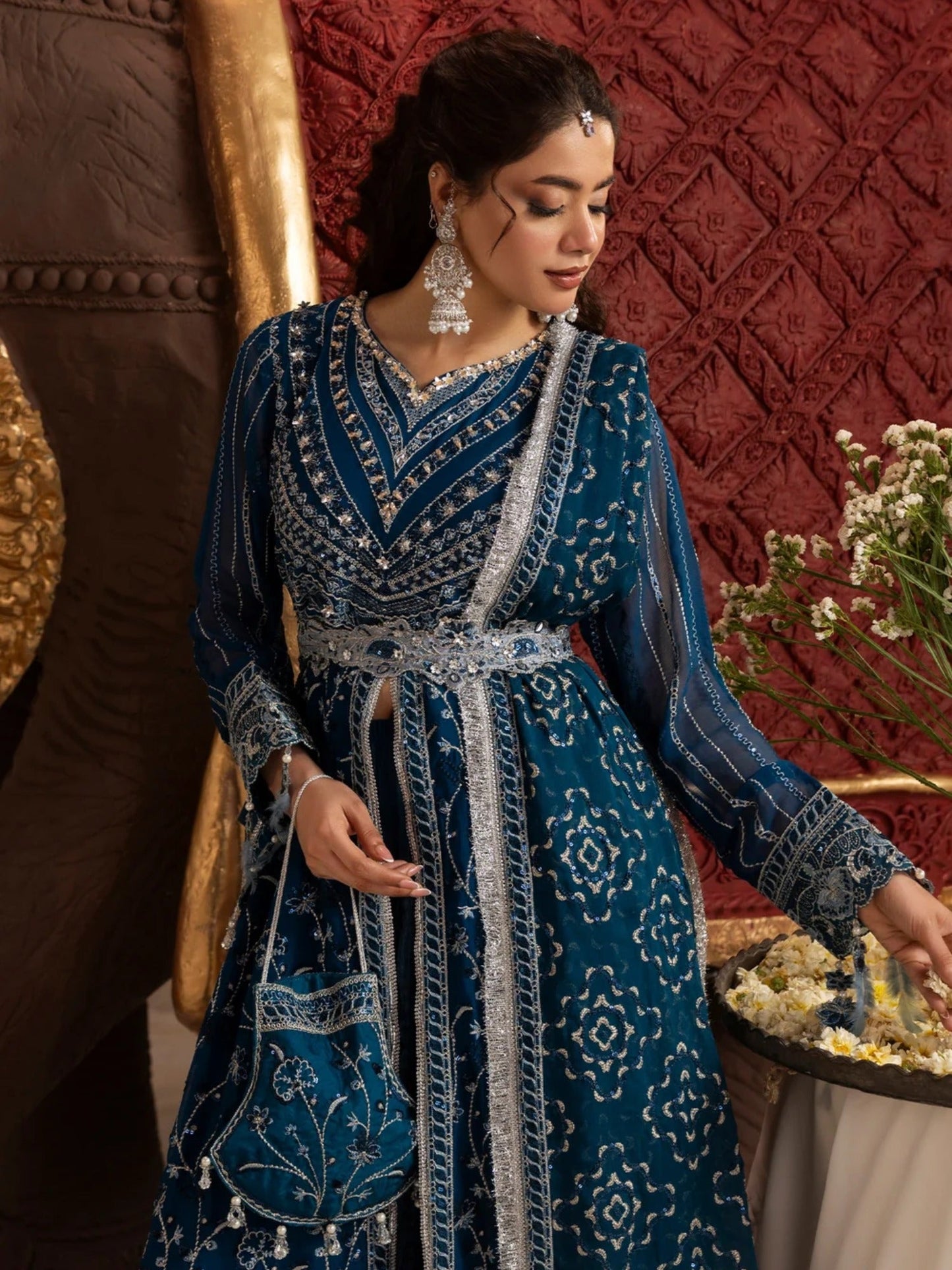 Blue Sara Jahan Naaz e Jahan Chiffon Embroidered Maxi-SJ-1041