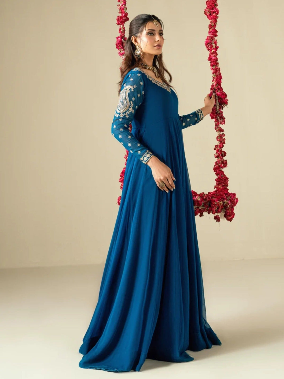 Zinc-Hani & Umaima Chiffon Embroidered Pishwas-Bella