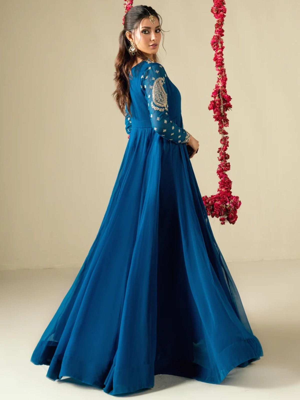 Zinc-Hani & Umaima Chiffon Embroidered Pishwas-Bella