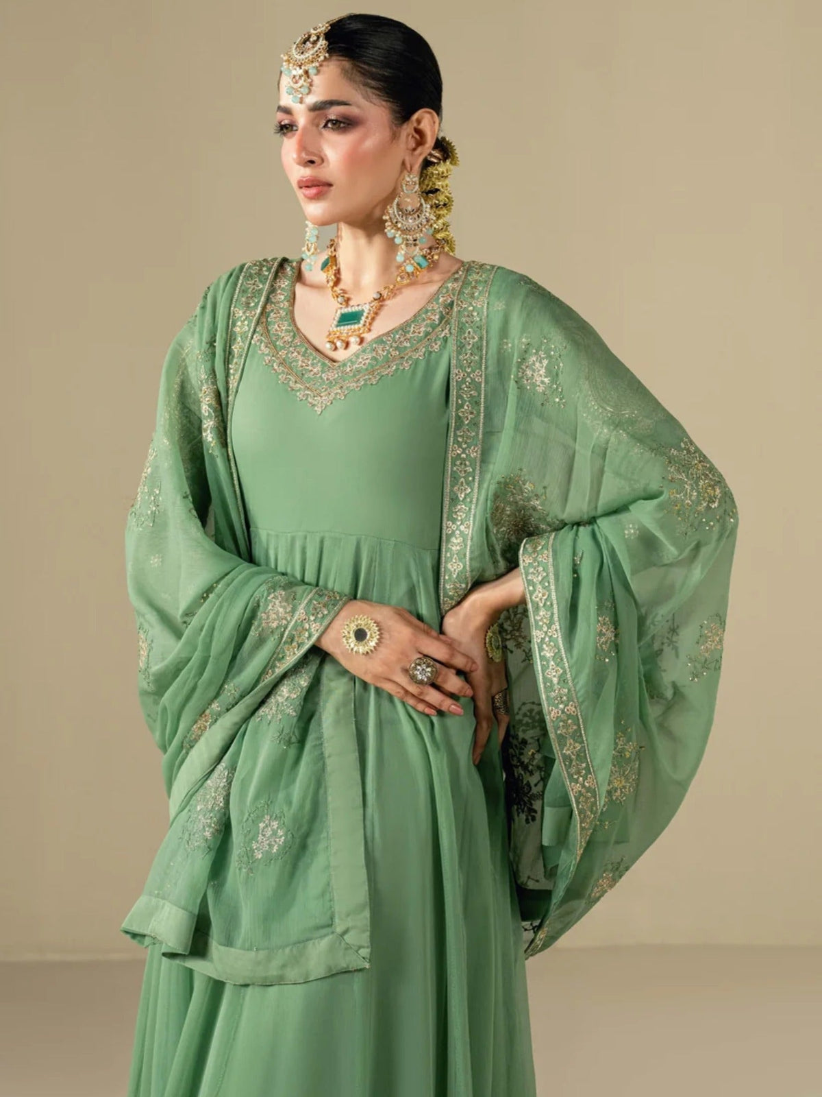 Hani & Umaima Chiffon Embroidered Pishwas-Lvana