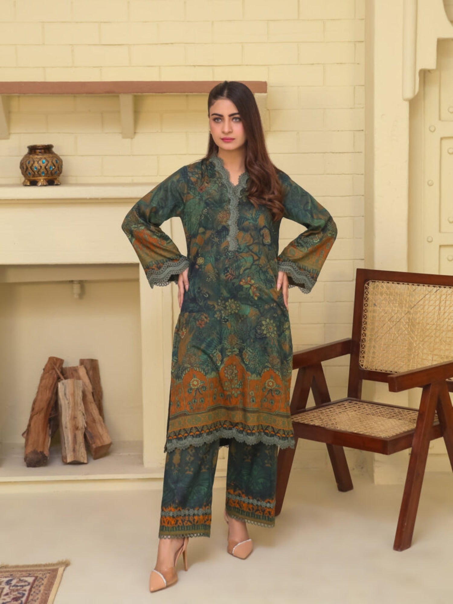 Green Lamorado Lawn Printed Unstitched 2-Piece Suit-LWSU-25P203