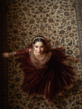 Maroon-Hani & Umaima Chiffon Embroidered Pishwas-Apsara