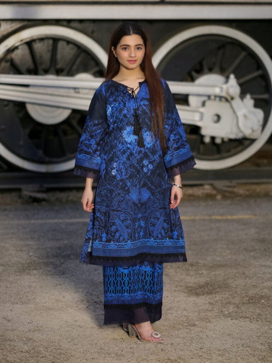 Blue Lamorado Lawn Printed Unstitched 2-Piece Suit-LWSU-25P206