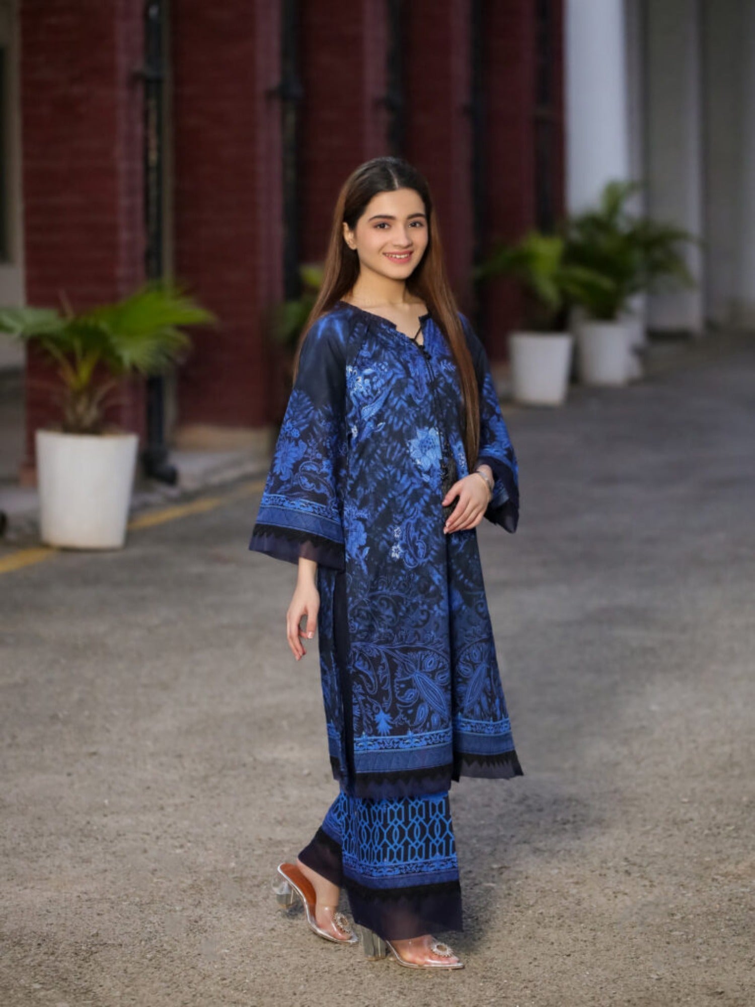 Blue Lamorado Lawn Printed Unstitched 2-Piece Suit-LWSU-25P206