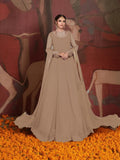 Brown-Hani & Umaima Chiffon Embroidered Pishwas-Abrish