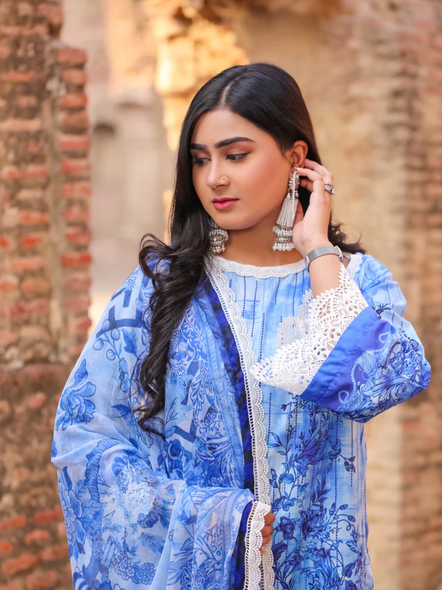 Blue Lamorado Lawn Printed Unstitched 3-Piece Suit-LWSU-25P303