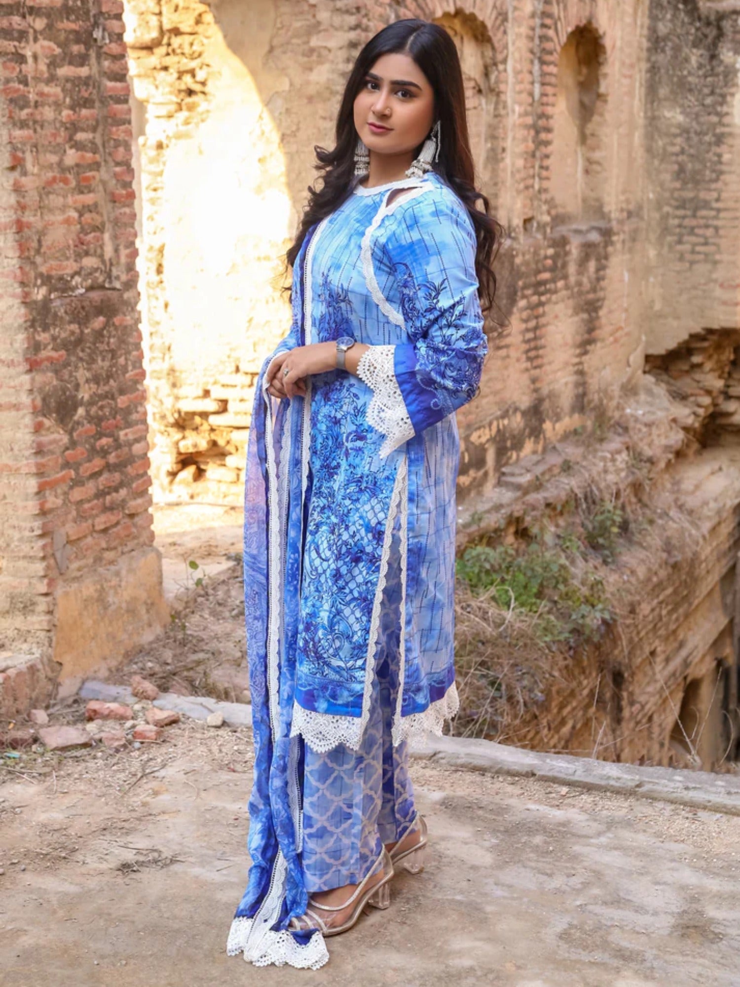 Blue Lamorado Lawn Printed Unstitched 3-Piece Suit-LWSU-25P303