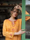 Peach-Hani & Umaima Cotton Embroidered Stitched 3-Piece Suit-Anaya