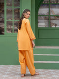 Peach-Hani & Umaima Cotton Embroidered Stitched 3-Piece Suit-Anaya