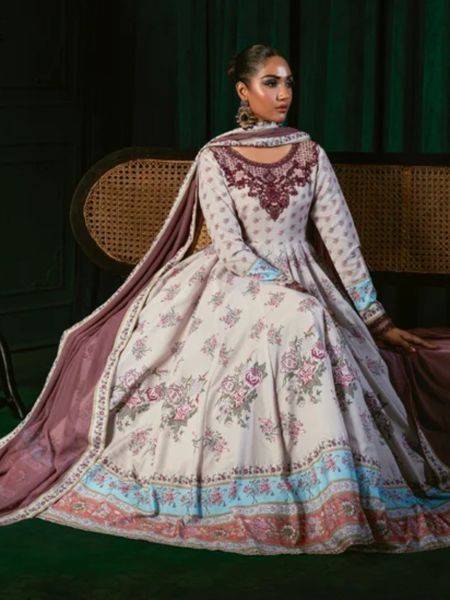 White-Hani & Umaima Swiss Lawn Embroidered Pishwas-Neesa