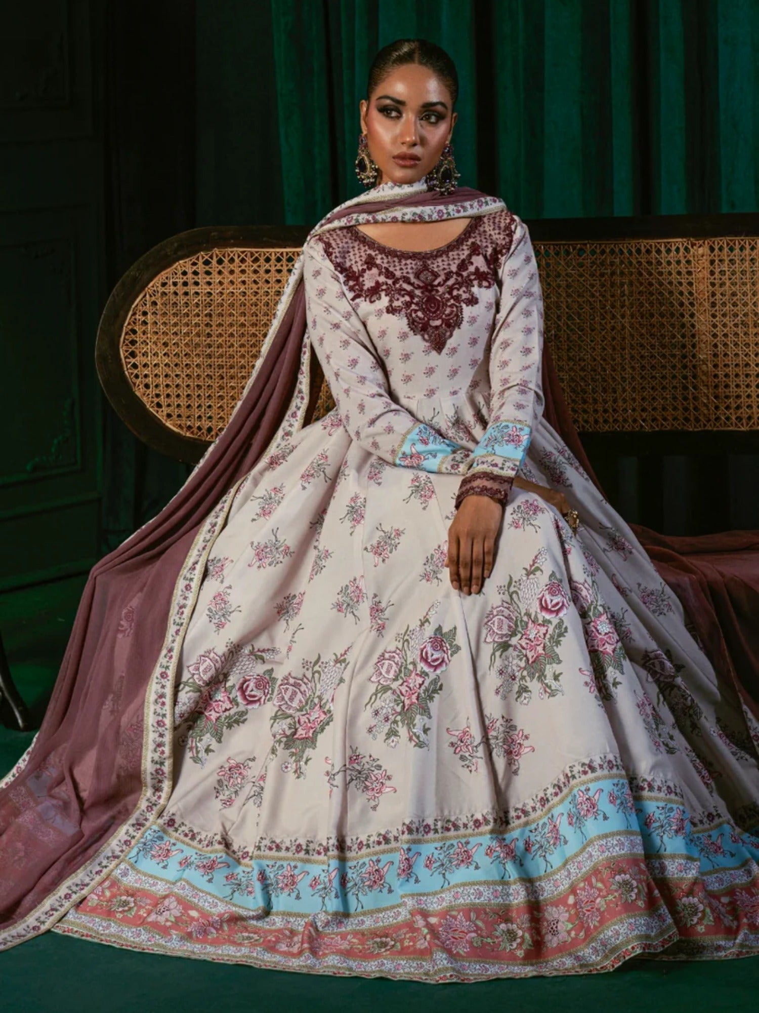White-Hani & Umaima Swiss Lawn Embroidered Pishwas-Neesa