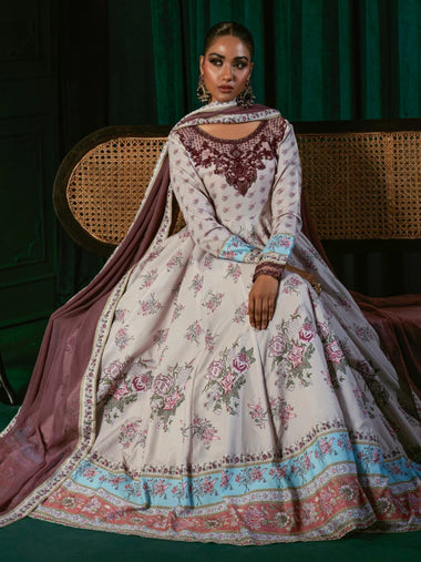 White-Hani & Umaima Swiss Lawn Embroidered Pishwas-Neesa