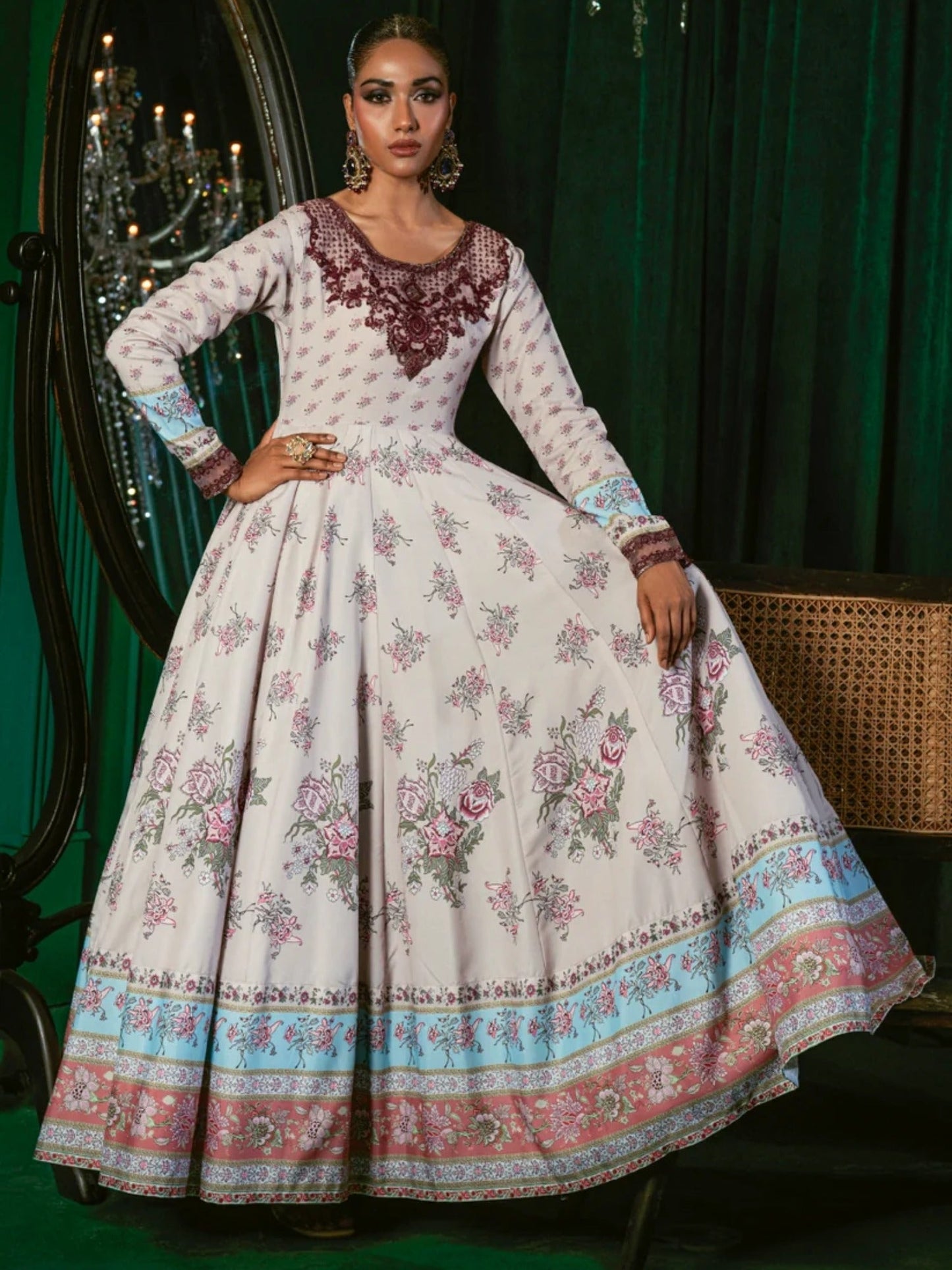 White-Hani & Umaima Swiss Lawn Embroidered Pishwas-Neesa