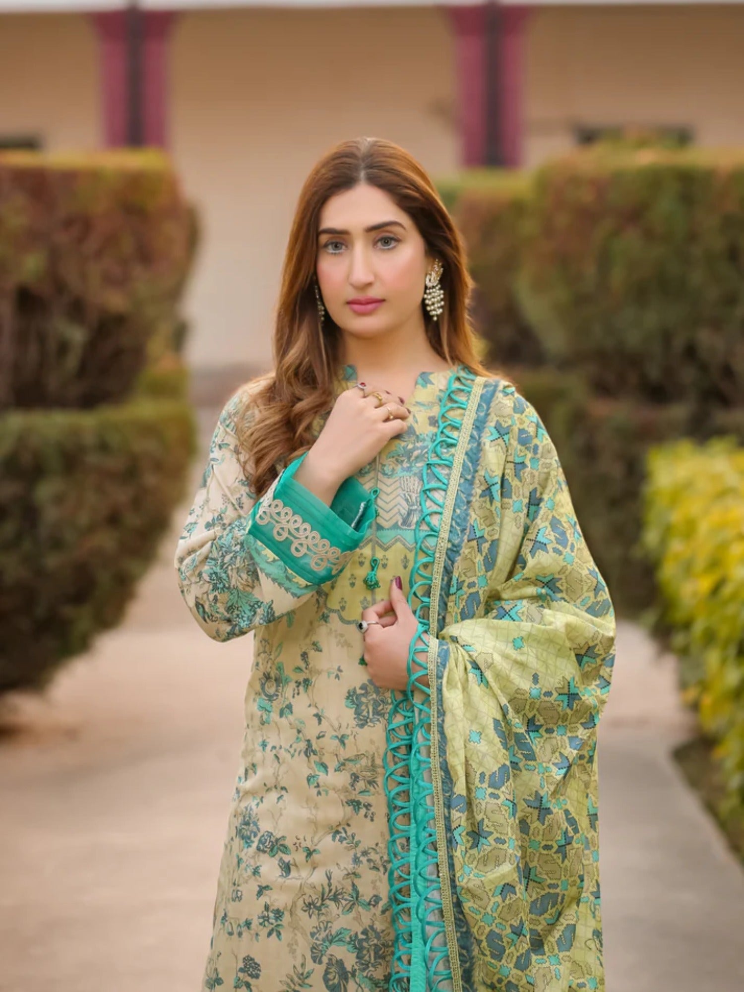 Green Lamorado Lawn Printed Unstitched 3-Piece Suit-LWSU-25P306