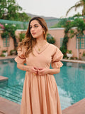 Beige-Hani & Umaima Cotton Dress-Adan