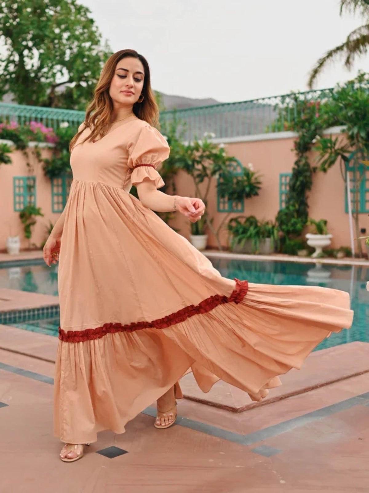 Beige-Hani & Umaima Cotton Dress-Adan