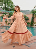 Beige-Hani & Umaima Cotton Dress-Adan