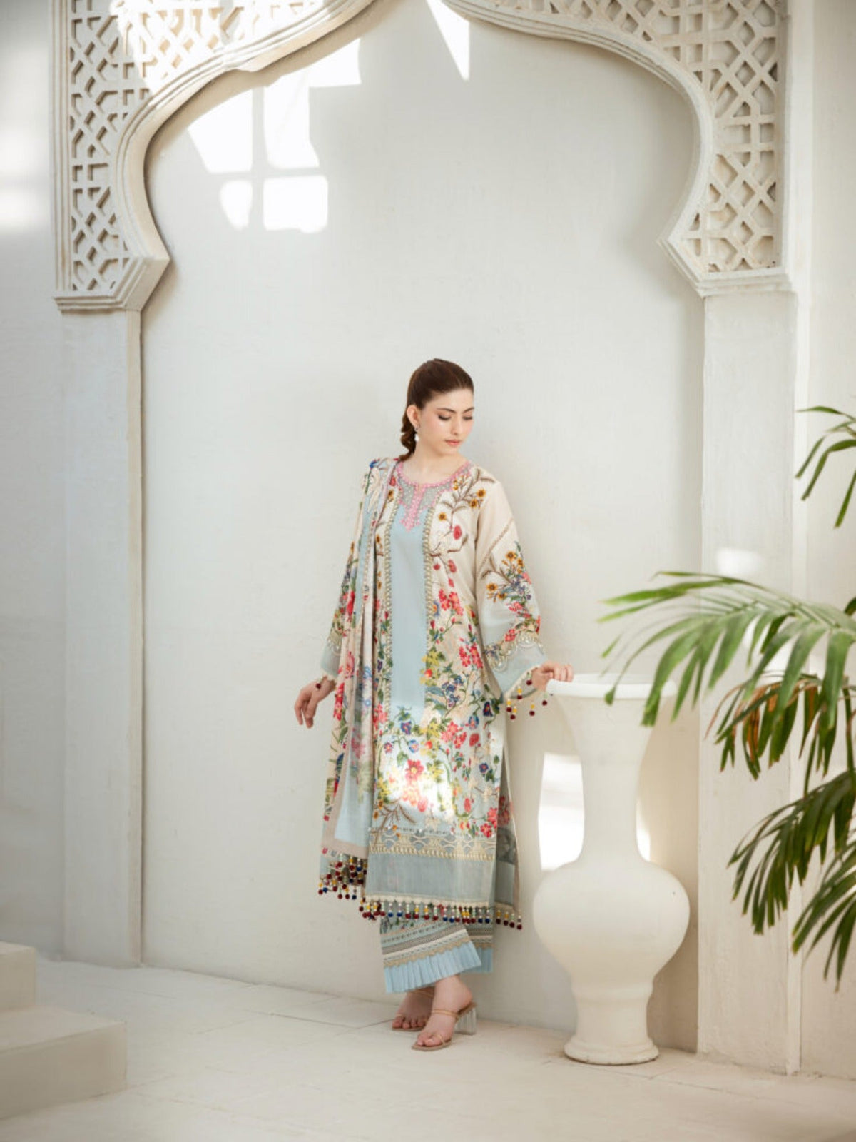 Blue Lamorado Lawn Printed Unstitched 3-Piece Suit-SA26SP301